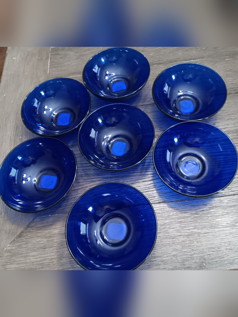 Cobalt Blue Glass Bowls Set of 7